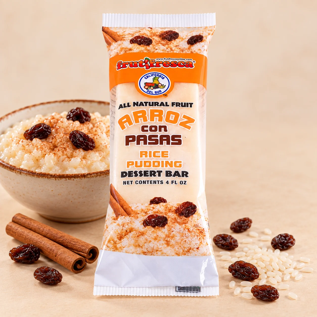 Paleta con Crema Arroz con Pasas