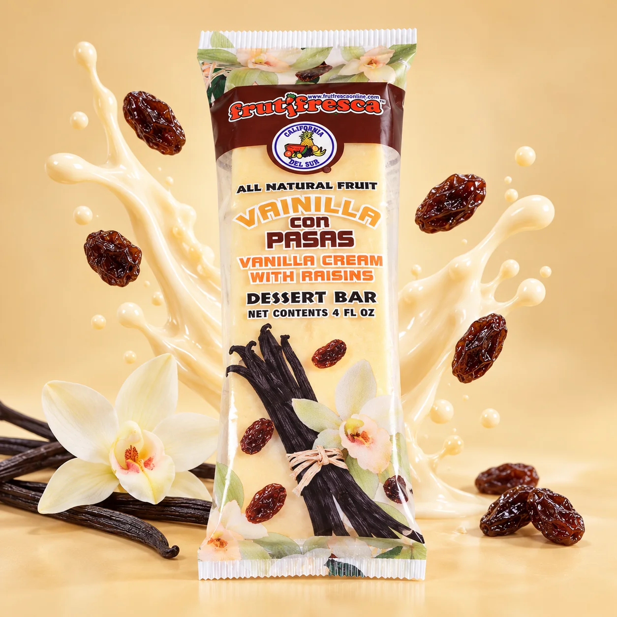 Paleta con Crema Vainilla con Pasas
