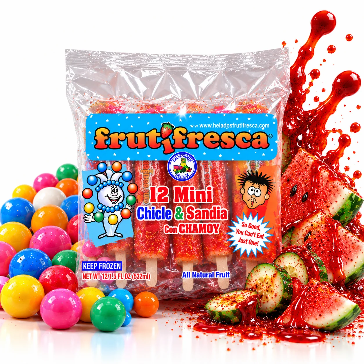 Paquete Chicle y Sandía con Chamoy FrutiFresca